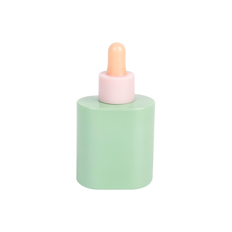 50mlペットミントグリーンセラムドロッパーボトルパステルピーチチップ付き